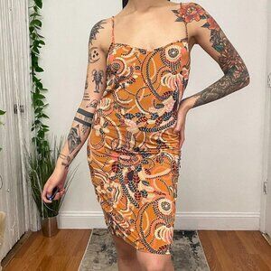 A.L.C Floral Spaghetti Strap Mini Dress Size XL Mustard Yellow